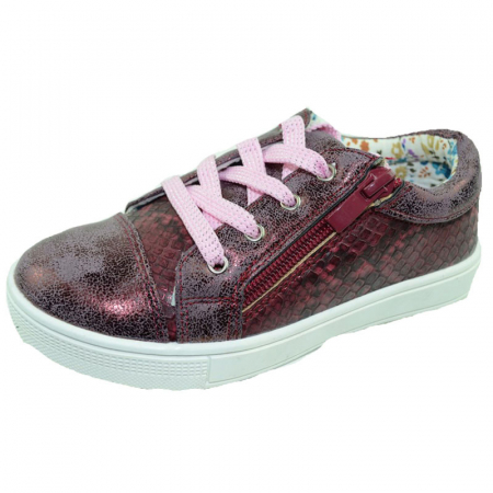 Pantofi cu siret si scai fete - Pantofi pentru fete Clibee P-85V-27, Visiniu
