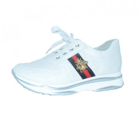 Pantofi cu siret si scai fete - Pantofi pentru fete Bessky YJ8987-6A-34, Alb