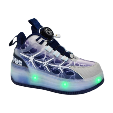 Pantofi cu leduri si roti detasabile, pentru baieti, Mini Junior M738A-31, Albastru [3]