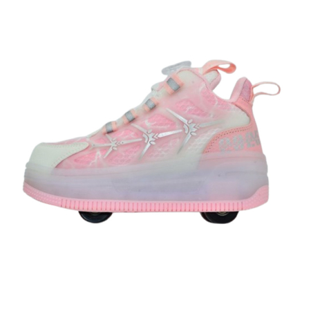 Pantofi cu leduri si roti detasabile, pentru fete, Mini Junior M738R, Roz [2]