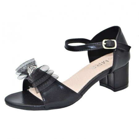 Sandale cu toc fete - Sandale cu toc pentru fete MRS M-1051N, Negru