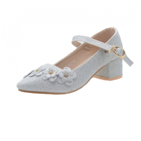 Pantofi cu toc fete - Pantofi cu toc pentru fete MRS R37-9-29, Argintiu