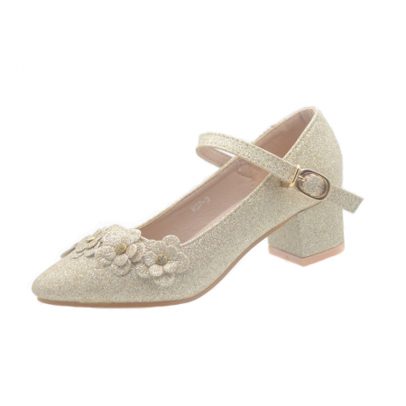 Pantofi cu toc fete - Pantofi cu toc pentru fete MRS M37-9A-32, Auriu
