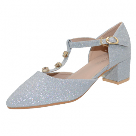 Pantofi cu toc fete - Pantofi cu toc pentru fete MRS M707-7AR, Argintiu