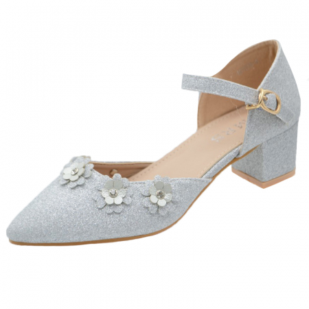Pantofi cu toc fete - Pantofi cu toc pentru fete MRS M7070-4AR-32, Argintiu