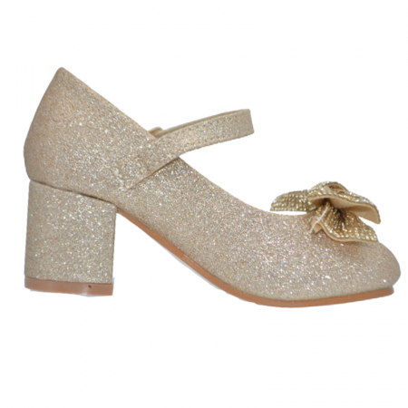 Pantofi cu toc pentru fete MRS R1538, Auriu [1]