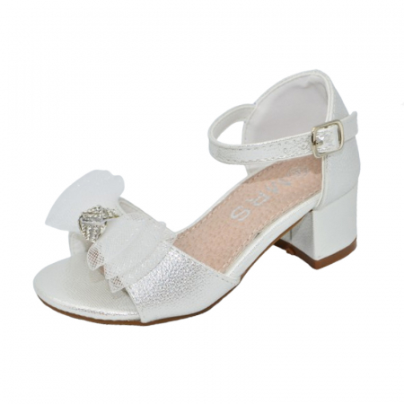 Sandale cu toc fete - Sandale cu toc pentru fete MRS R-1051, Alb