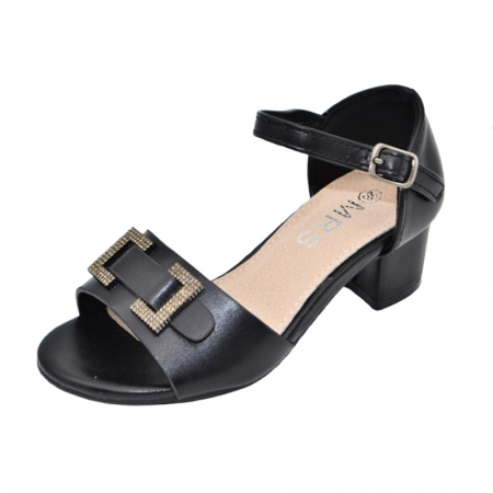 Sandale cu toc fete - Sandale cu toc pentru fete MRS R-1052, Negru