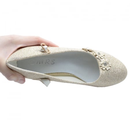 Pantofi cu toc pentru fete MRS R1508-A-24, Auriu [2]