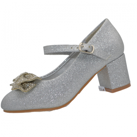 Pantofi cu toc fete - Pantofi cu toc pentru fete MRS R1538A, Argintiu