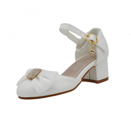 Pantofi cu toc fete - Pantofi cu toc pentru fete MRS R2024-10, Alb