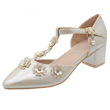 Pantofi cu toc fete - Pantofi cu toc pentru fete MRS R65-3B-24, Bej