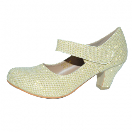 Pantofi cu toc fete - Pantofi cu toc pentru fete Miss Q F6622-23-35, Auriu