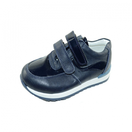 Pantofi cu siret si scai fete - Pantofi din piele naturala pentru fete EFOR EFRB5-31, Bleumarin