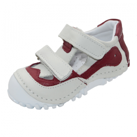 Pantofi fete - Pantofi din piele ortopedici pentru copii Small Foot SMLFS-29, Alb