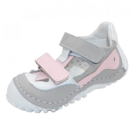 Pantofi fete - Pantofi din piele ortopedici pentru fete Small Foot SMLFS-30, Gri