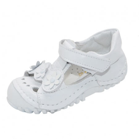 Pantofi fete - Pantofi din piele ortopedici pentru fete Small Foot SMLFS-31, Alb