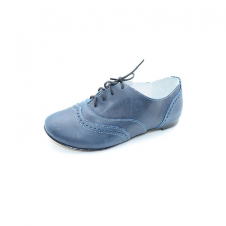 Pantofi cu siret si scai fete - Pantofi din piele pentru fete Emel E2118-1-31, Bleumarin