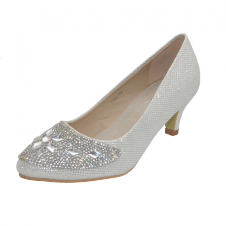 Pantofi cu toc fete - Pantofi eleganti cu toc pentru fete MRS M1283AR, Argintiu