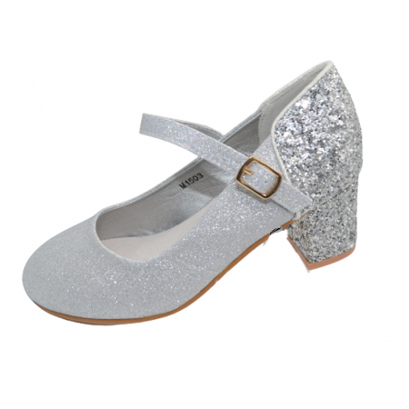 Pantofi cu toc fete - Pantofi eleganti cu toc pentru fete MRS M1503-31, Argintiu