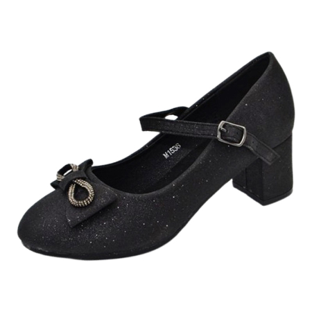 Pantofi cu toc fete - Pantofi eleganti, cu toc, pentru fete MRS M1536-31, Negru