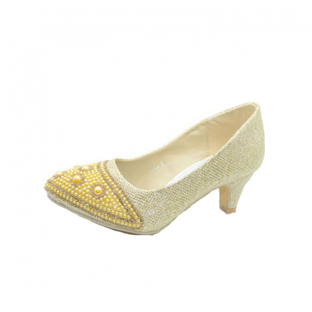 Pantofi cu toc fete - Pantofi eleganti cu toc pentru fete MRS 8965-6A-25901-31, Auriu