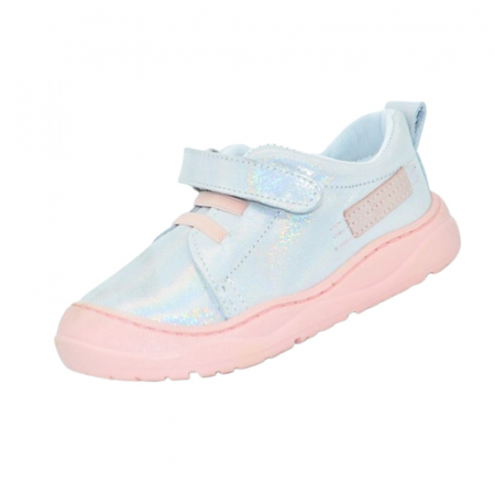 Pantofi cu siret si scai fete - Pantofi ortopedici din piele, cu talpa flexibila, pentru fete Small Foot, SF10A, Argintiu