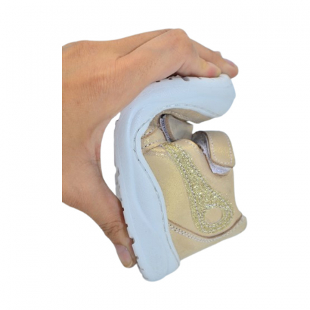 Pantofi ortopedici din piele, cu talpa flexibila, pentru fete Small Foot, SF156A, Auriu [1]