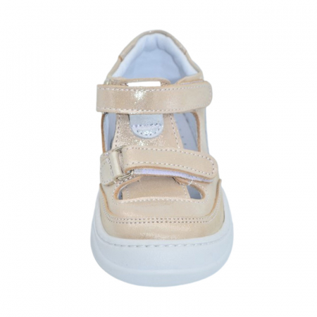 Pantofi ortopedici din piele, cu talpa flexibila, pentru fete Small Foot, SF157A, Auriu [4]