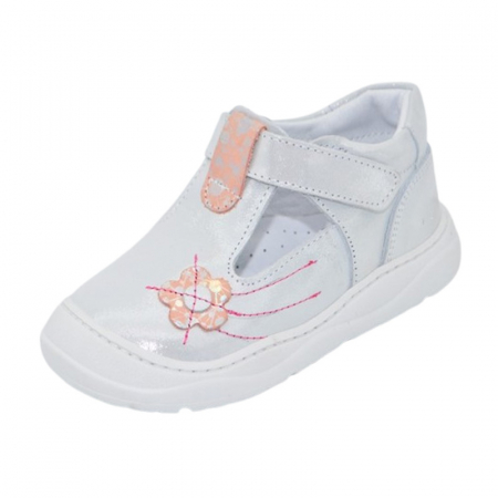 Pantofi fete - Pantofi ortopedici din piele, cu talpa flexibila, pentru fete Small Foot, SF167A, Argintiu