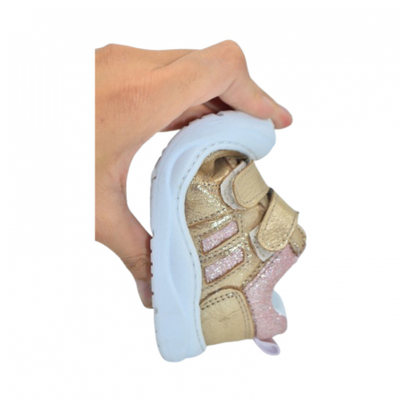 Pantofi ortopedici din piele, cu talpa flexibila, pentru fete Small Foot, SF1908A3, Auriu [5]