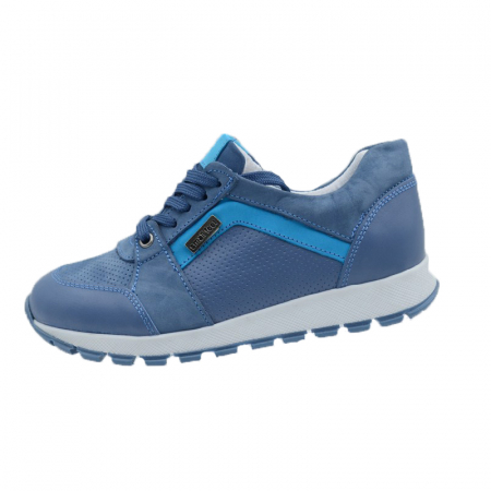 Pantofi cu siret si scai baieti - Pantofi ortopedici din piele pentru baieti Small Foot POSF1-32, Albastru