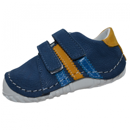 Pantofi cu siret si scai baieti - Pantofi ortopedici din piele pentru baieti Small Foot SMF2901B, Bleumarin