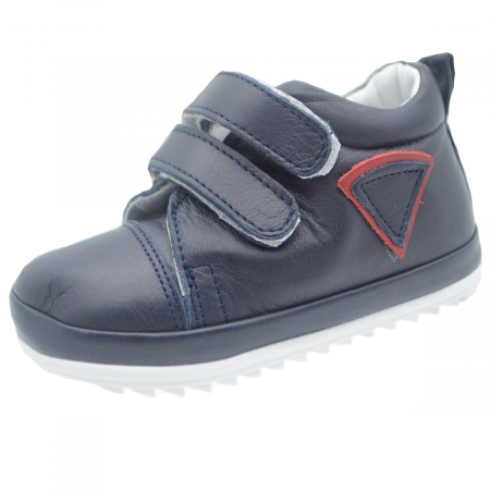 Pantofi cu siret si scai baieti - Pantofi ortopedici din piele pentru baieti Small Foot SMFT5B-19, Bleumarin