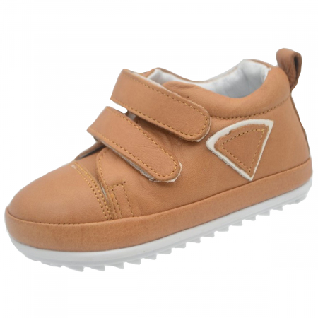 Pantofi cu siret si scai baieti - Pantofi ortopedici din piele pentru baieti Small Foot SMFT7B-19, Maro