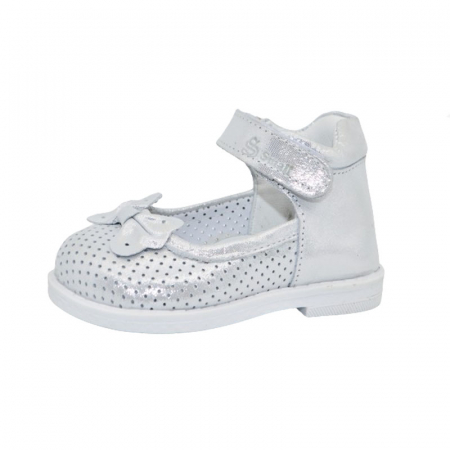 Pantofi fete - Pantofi ortopedici din piele pentru fete Small Foot PFSF-10, Argintiu