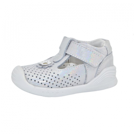 Pantofi fete - Pantofi ortopedici din piele pentru fete Small Foot PFSF-12, Argintiu