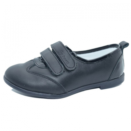 Pantofi cu siret si scai fete - Pantofi ortopedici din piele pentru fete Small Foot SMFP15-N-31, Negru