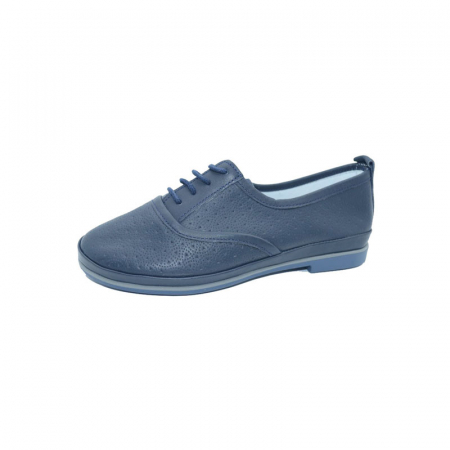 Pantofi cu siret si scai fete - Pantofi ortopedici din piele pentru fete Small Foot SMFP2-B-31, Bleumarin
