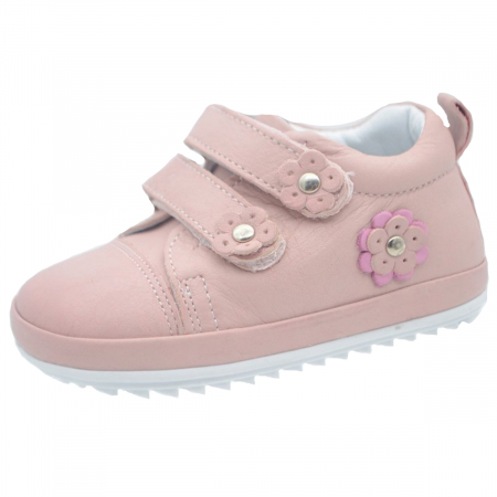 Pantofi cu siret si scai fete - Pantofi ortopedici din piele pentru fete Small Foot SMFT1F-19, Roz