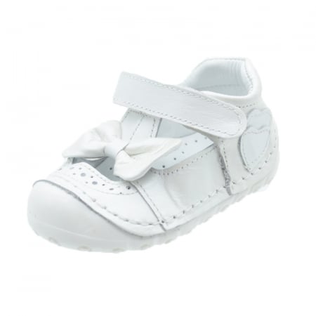 Pantofi fete - Pantofi ortopedici din piele pentru fete Small Foot SSMFF2-19, Alb