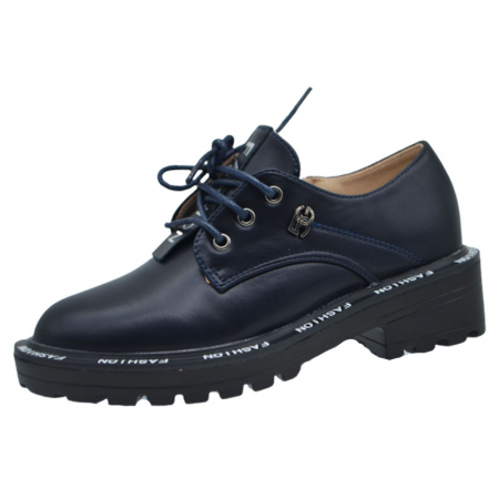 Pantofi cu siret si scai fete - Pantofi ortopedici pentru fete MRS M98-3-B, Bleumarin