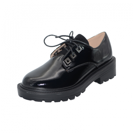 Pantofi cu siret si scai fete - Pantofi ortopedici pentru fete MRS M98-8, Negru