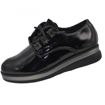 Pantofi cu siret si scai fete - Pantofi ortopedici pentru fete MRS R1528N, Negru