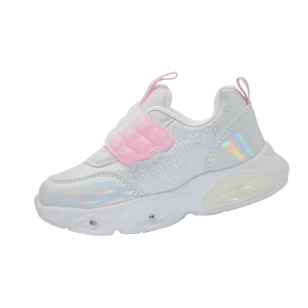 Adidasi fete - Pantofi ortopedici sport, cu leduri, pentru fete, Tom Miki T-11083-A, Argintiu