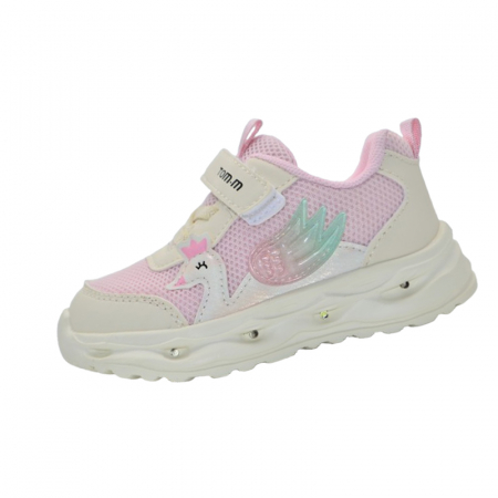 Adidasi fete - Pantofi ortopedici sport, cu leduri, pentru fete, Tom Miki T-11483-A, Crem