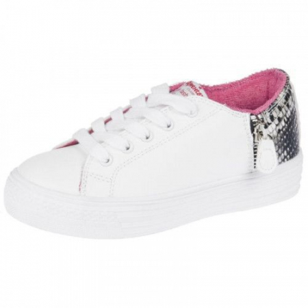 Pantofi cu siret si scai fete - Pantofi pentru fete American Club K1569A-A-32, Alb