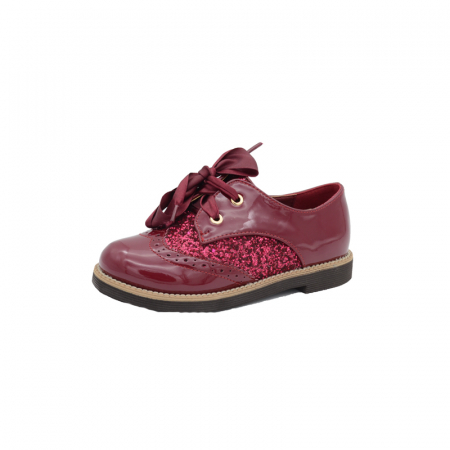 Pantofi cu siret si scai fete - Pantofi pentru fete MRS M0512-5VI-25, Visiniu