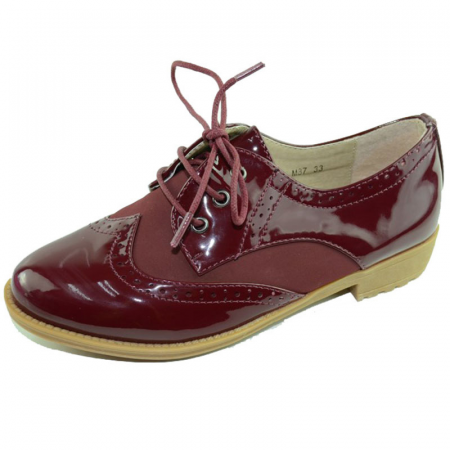 Pantofi cu siret si scai fete - Pantofi pentru fete MRS M87M, Bordo