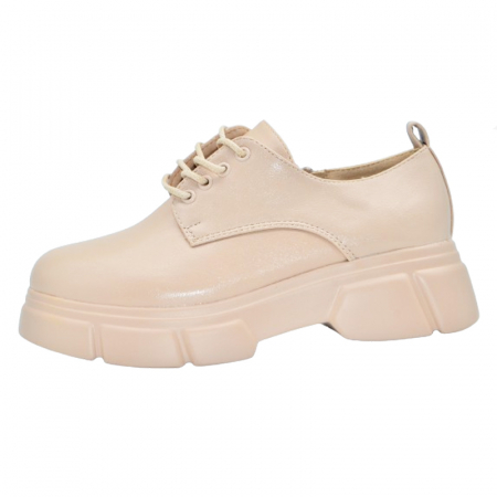 Pantofi cu siret si scai fete - Pantofi ortopedici pentru fete MRS M98-18, Bej